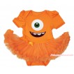 Halloween Orange Baby Bodysuit Pettiskirt & Big Eye Monster Print JS4726